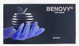 Перчатки нитрил.текстур. на пальцах  Benovy васильково-голубые 3.5гр (L-100шт/уп)